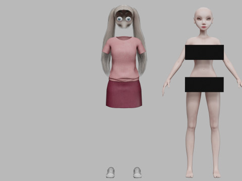 Standard cartoon woman V23282 3Dモデル