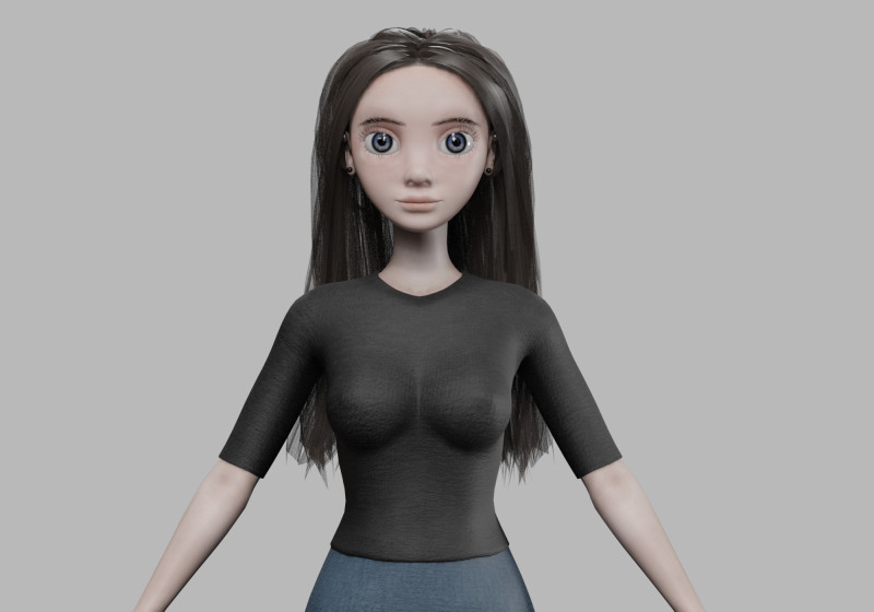 Teen cartoon woman V29045 3D मॉडल .c4d .max .obj .3ds .fbx .stl .blend 