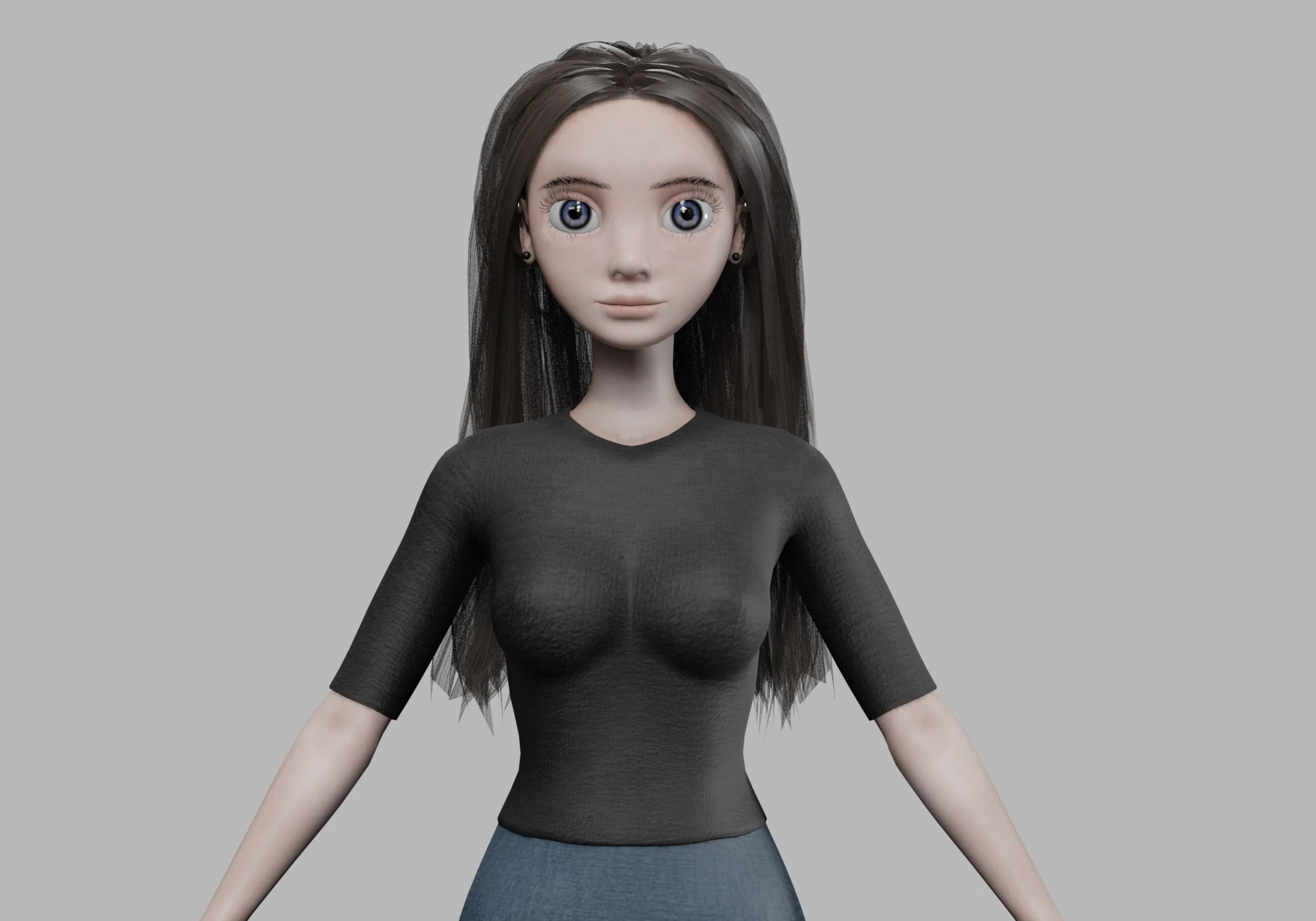Teen cartoon woman V29045 3D Model .c4d .max .obj .3ds .fbx .stl .blend 