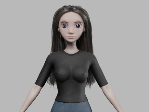 Teen cartoon woman V29045 3D Модель