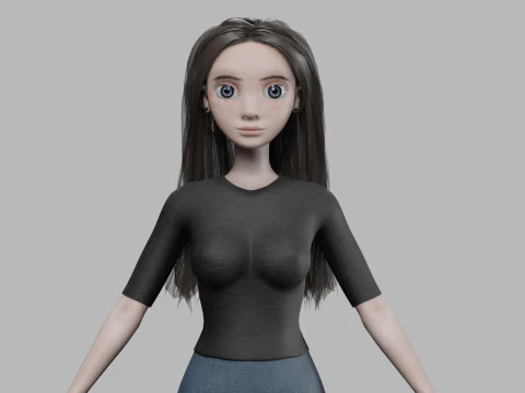 Nastoletnia rysunkowa kobieta V29045 Model 3D