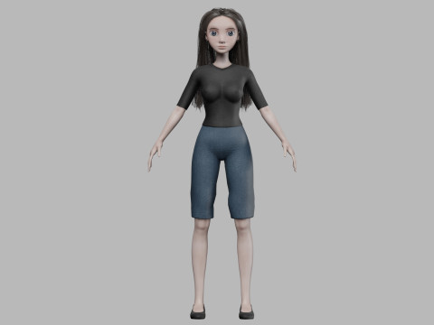 Teen cartoon woman V29045 3D मॉडल