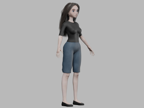 Teen cartoon woman V29045 3D मॉडल