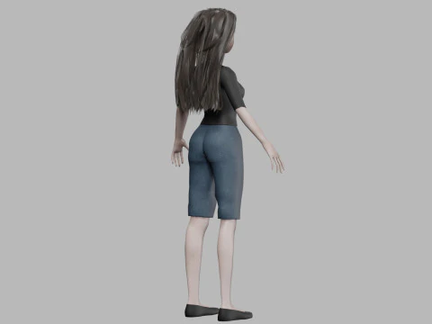 Teen cartoon woman V29045 3D Model