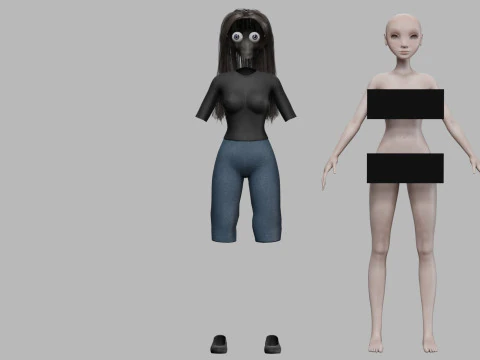 Teen cartoon woman V29045 3D Model