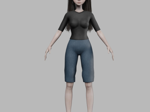 Teen cartoon woman V29045 3D मॉडल