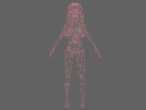 Teen cartoon woman V29045 3D Model