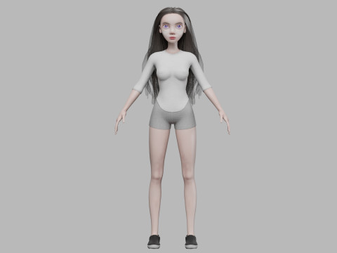 Young cartoon woman V29614 3D Модель