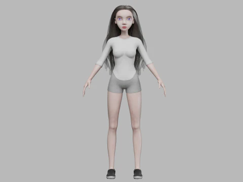 Young cartoon woman V29614 3D Model