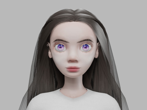 Young cartoon woman V29614 3D Модель