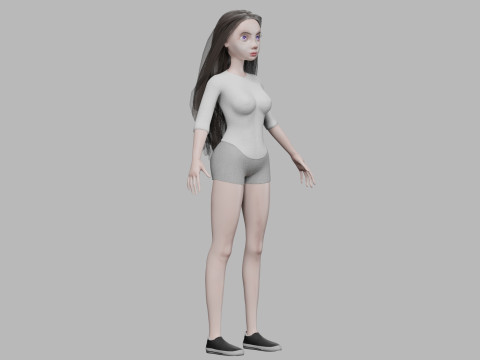 Young cartoon woman V29614 3D Модель