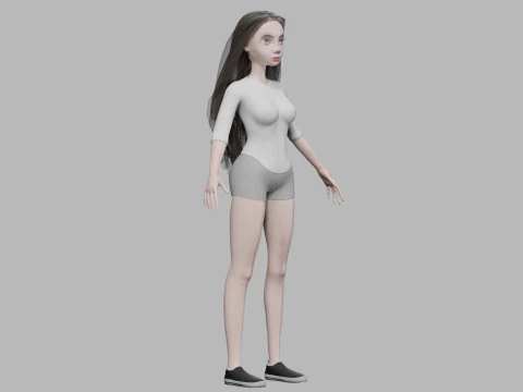 Young cartoon woman V29614 3D Model