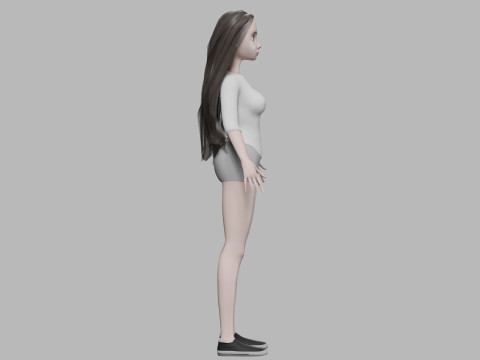 Young cartoon woman V29614 3D Модель