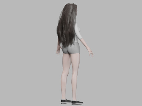 Young cartoon woman V29614 3D Модель