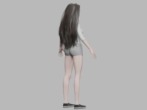 Young cartoon woman V29614 3D Model