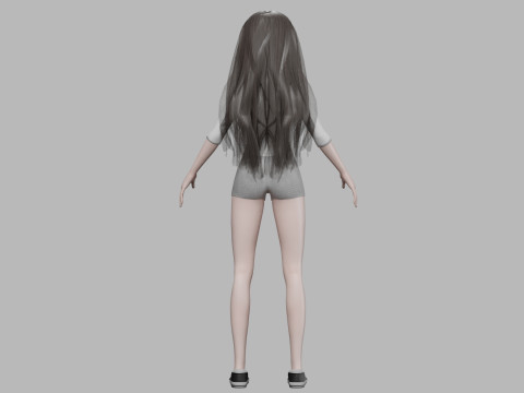 Young cartoon woman V29614 3D Модель