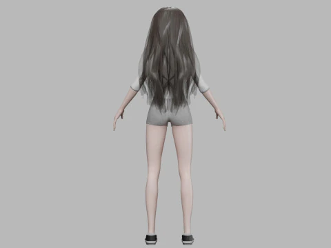 Young cartoon woman V29614 3D Model