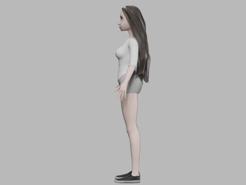 Young cartoon woman V29614 3D Модель