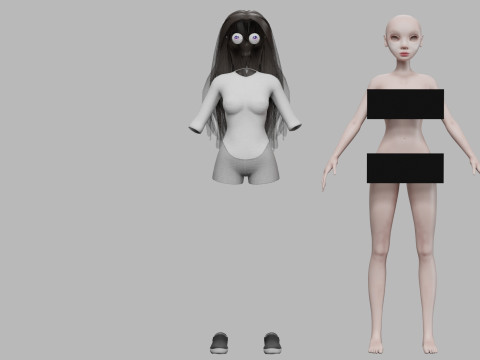 Young cartoon woman V29614 3D Модель