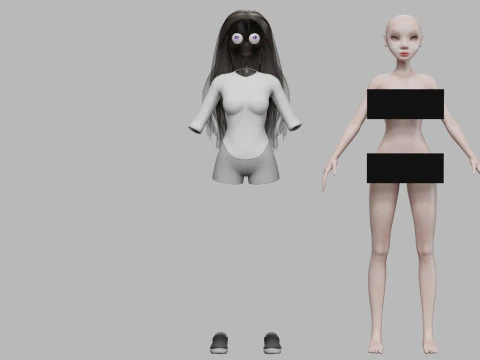 Young cartoon woman V29614 3D Model