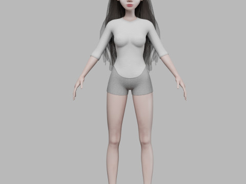 Young cartoon woman V29614 3D Модель