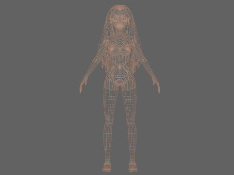 Young cartoon woman V29614 3D Модель