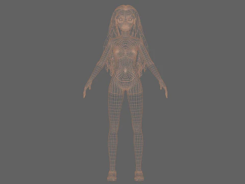 Young cartoon woman V29614 3D Model