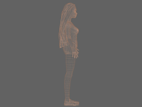 Young cartoon woman V29614 3D Модель