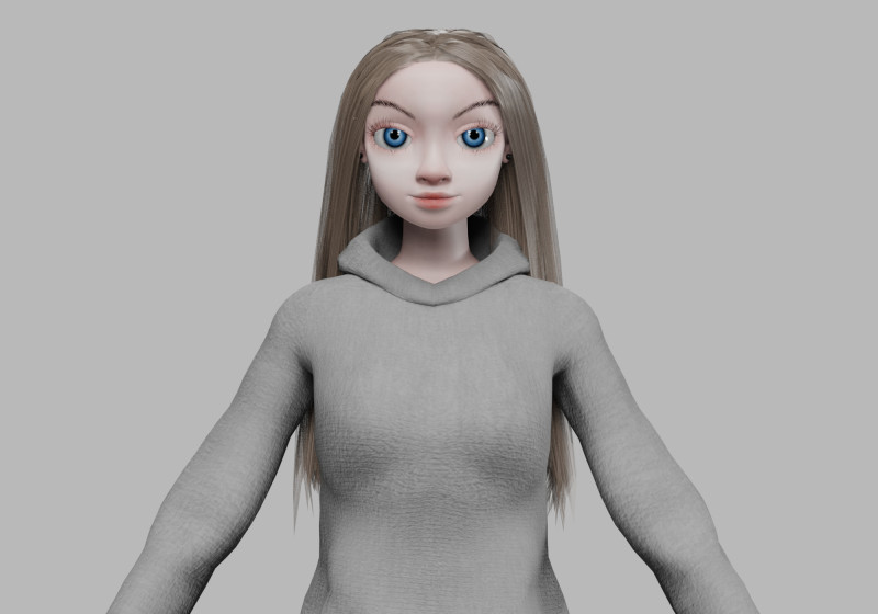 Basic cartoon girl V33628 3D 模型 .c4d .max .obj .3ds .fbx .stl .blend 