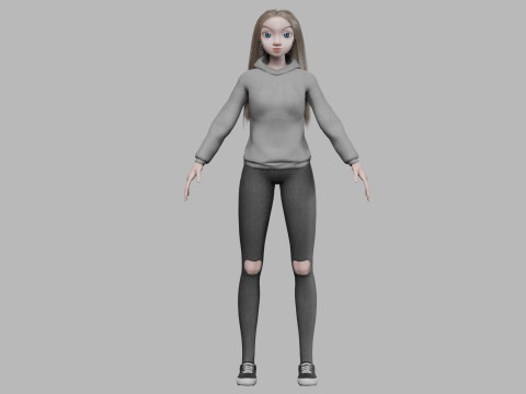 Basic cartoon girl V33628 3D 模型