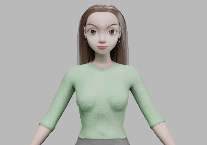 Beautiful cartoon girl V28008 3Dモデル .c4d .max .obj .3ds .fbx .stl .blend 