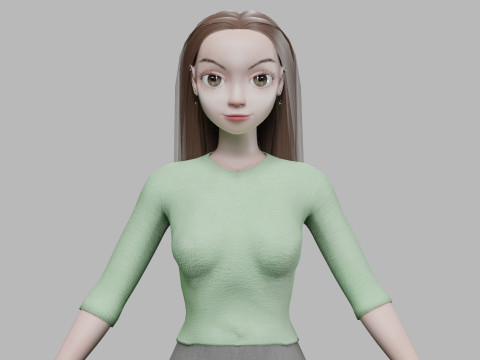 Beautiful cartoon girl V28008 3D Model