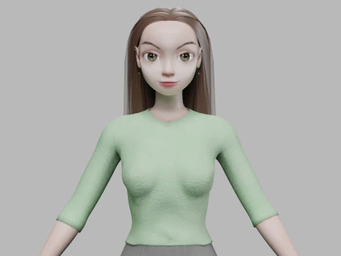 Piękna rysunkowa dziewczyna V28008 Model 3D