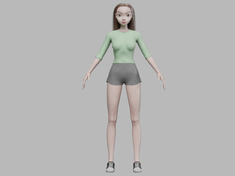 Beautiful cartoon girl V28008 3Dモデル