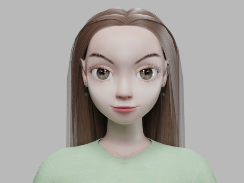Beautiful cartoon girl V28008 3Dモデル