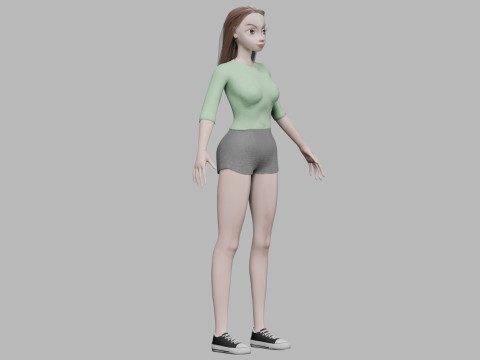 Beautiful cartoon girl V28008 3Dモデル