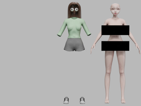 Beautiful cartoon girl V28008 3Dモデル
