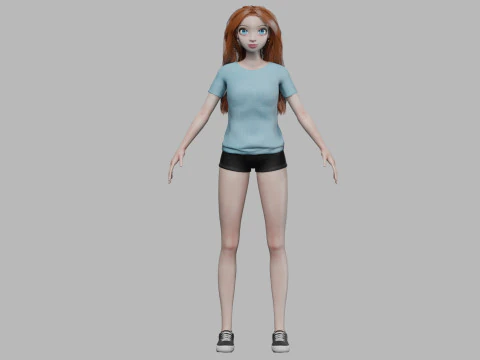 Cartoon basic girl V32684 3D Model