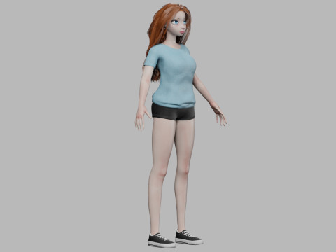 Cartoon basic girl V32684 Modèle 3D