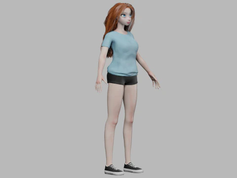 Cartoon basic girl V32684 3D Model
