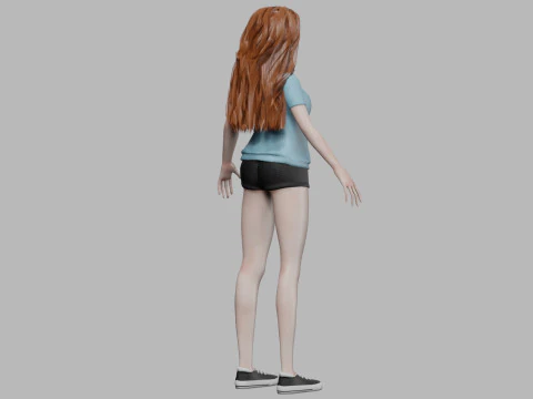 Cartoon basic girl V32684 3D Model