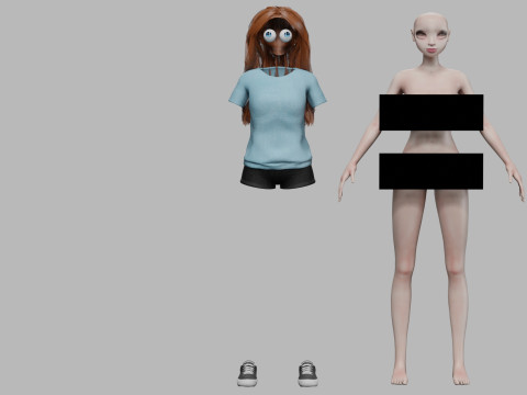 Cartoon basic girl V32684 Modèle 3D