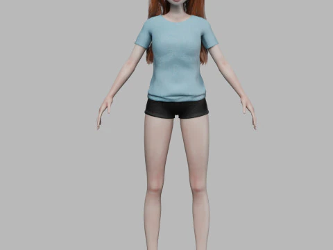 Cartoon basic girl V32684 3D Model