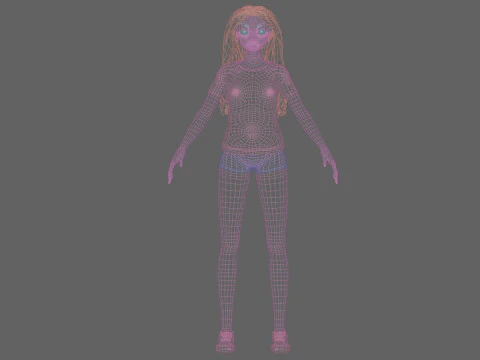 Cartoon basic girl V32684 3D Model