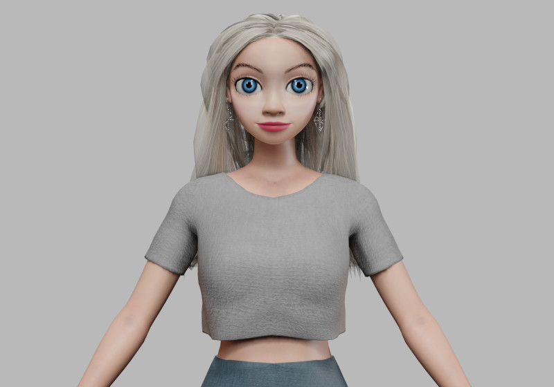 Cartoon beautiful girl V34830 3D Модель .c4d .max .obj .3ds .fbx .stl .blend 
