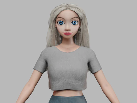 Cartoon beautiful girl V34830 3D Model