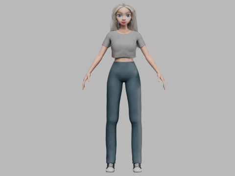 Cartoon beautiful girl V34830 3D Модель