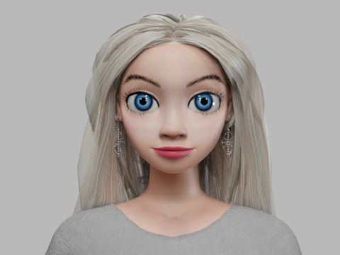 Cartoon beautiful girl V34830 3D Модель