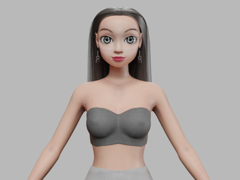 Cartoon classic girl V29331 Modèle 3D
