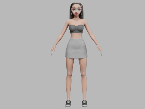 Cartoon classic girl V29331 Modèle 3D